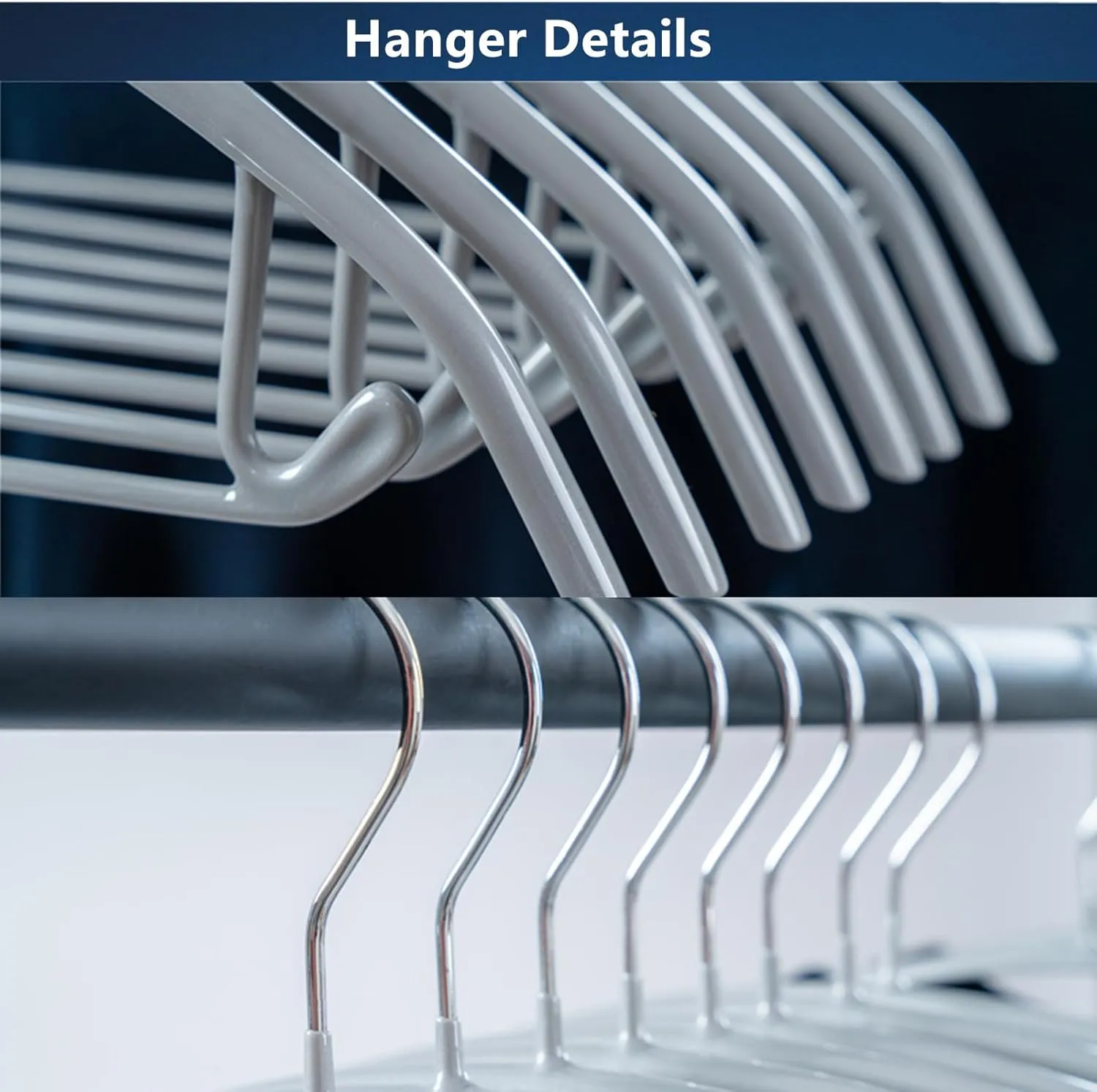 16.5 Inch Pack of 20 No Shoulder Bumps Non-Slip Rubber Coating Contour Metal No Bumps Hanger, Sweater Hanger, Suit Hanger with Pants Bar (Silver, 20)