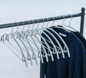 16.5 Inch Pack of 20 No Shoulder Bumps Non-Slip Rubber Coating Contour Metal No Bumps Hanger, Sweater Hanger, Suit Hanger with Pants Bar (Silver, 20)