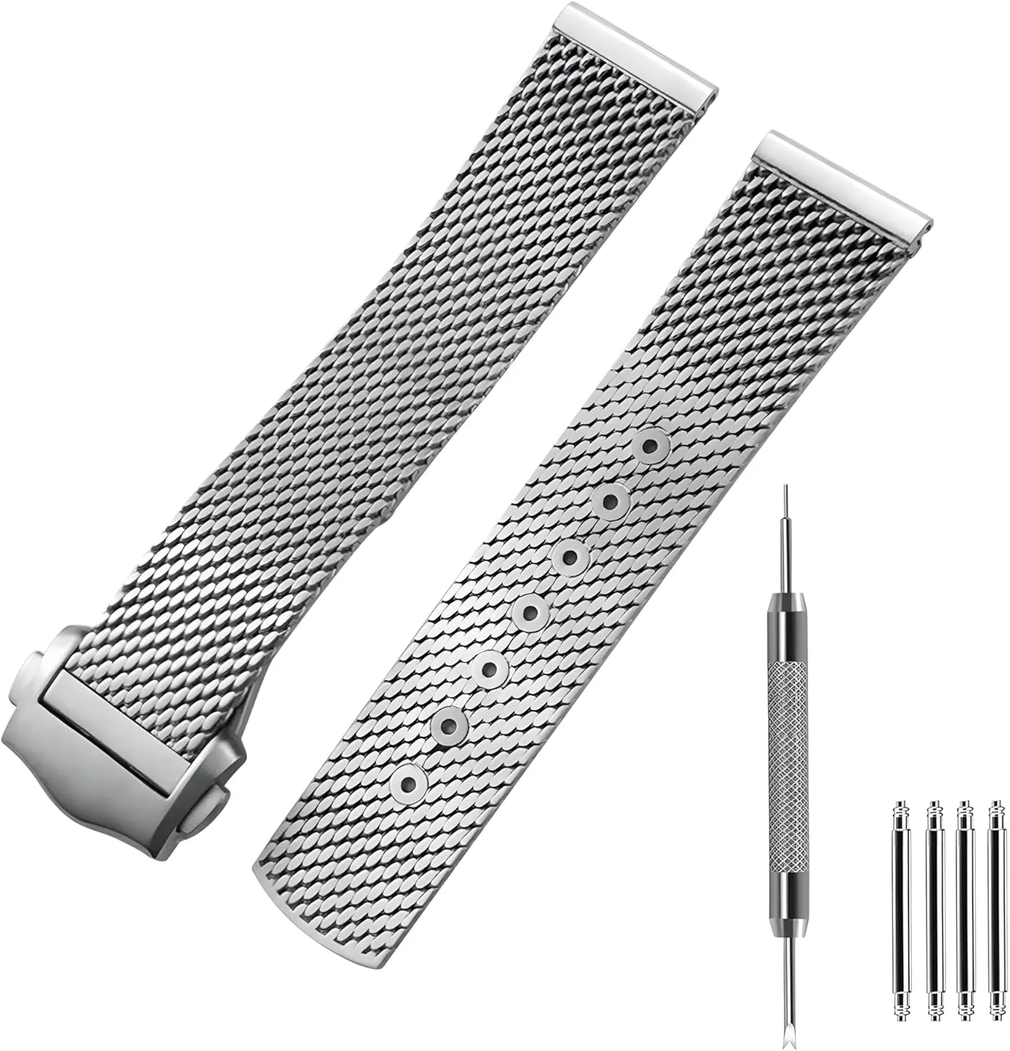 20mm Metal Watch Band, compatible with Omega Seamaster Diver 300mm Watch - Titanium Deployment Clasp - 20 Mesh Bracelet/Strap for men