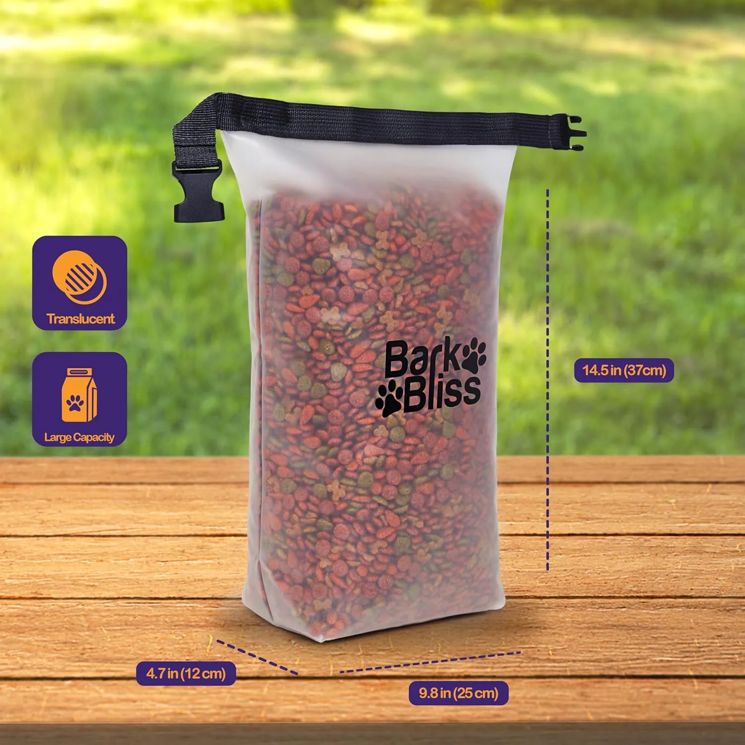 25-Cup Dog Food Travel Bag, Large Portable Container, Leak Proof, Water Resistant, Hook & Loop, Flat base, Collapsible, hold 6.6lbs of Kibble, Camping/Travel