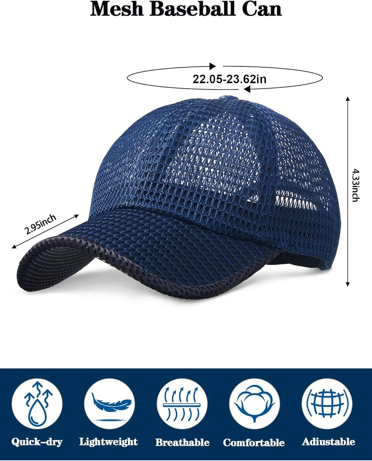 4 Pieces Summer Mesh Baseball Cap Breathable Full Cooling Hat Quick Dry Cool Hats Mesh Running Hat for Men Women