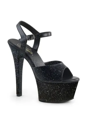 6" Heel, 2 1/4" PF Ankle Strap Sandal W/ Mini Glitters