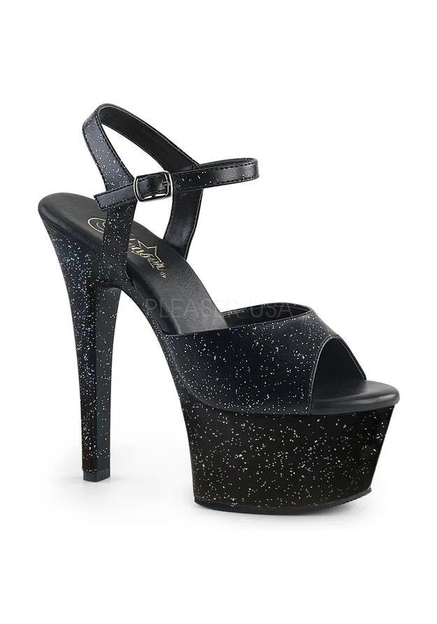 6" Heel, 2 1/4" PF Ankle Strap Sandal W/ Mini Glitters