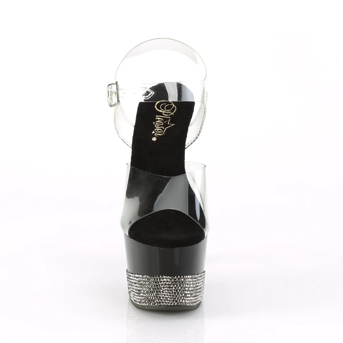 7 Inch Heel ADORE-708-3 Black Pewter Rhinestone