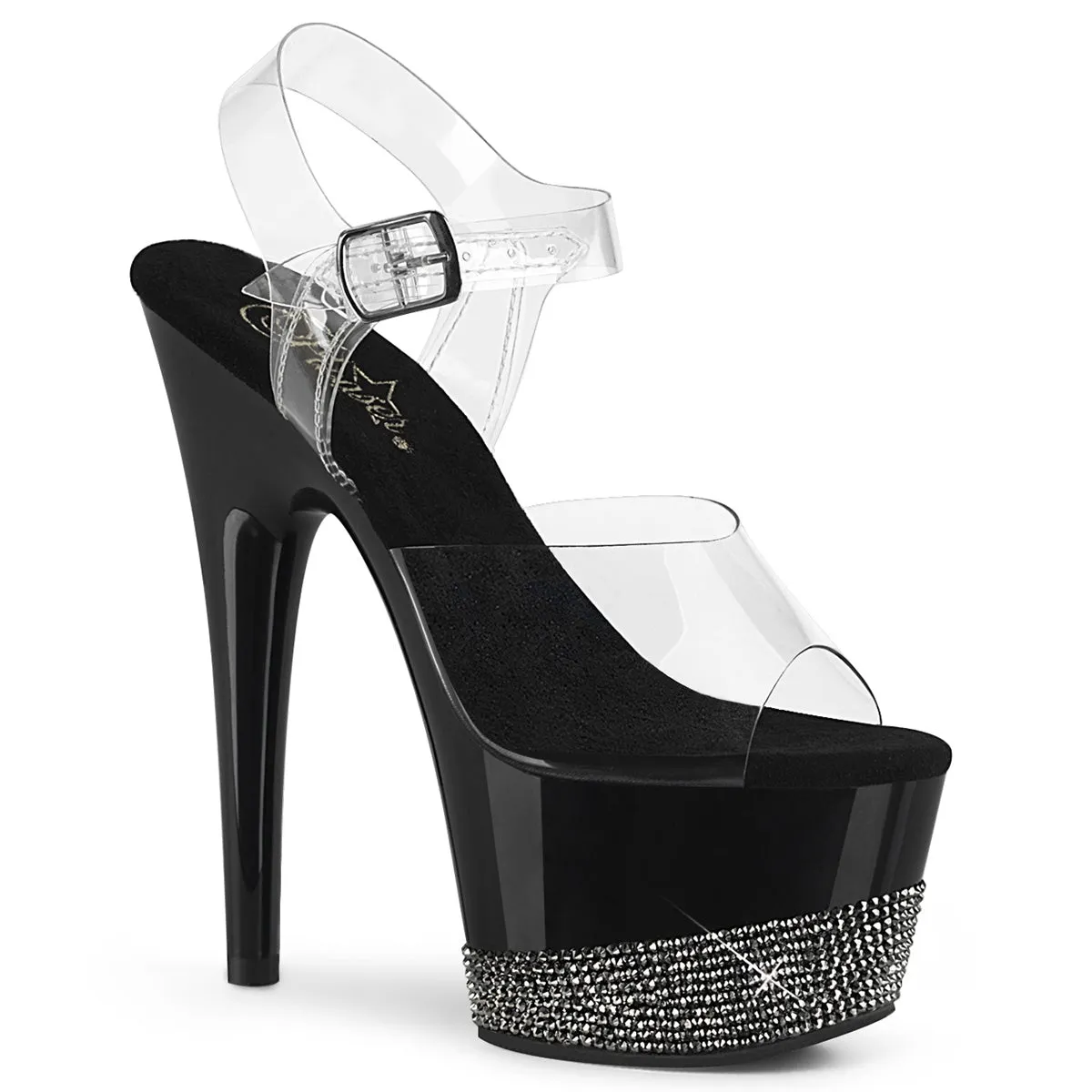 7 Inch Heel ADORE-708-3 Black Pewter Rhinestone