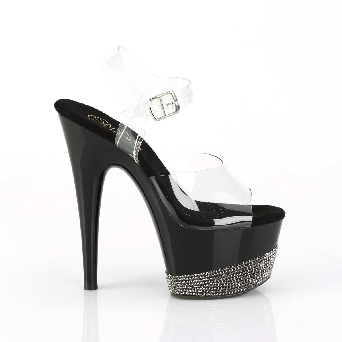 7 Inch Heel ADORE-708-3 Black Pewter Rhinestone
