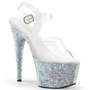 7 Inch Heel ADORE-708LG Silver Glitter