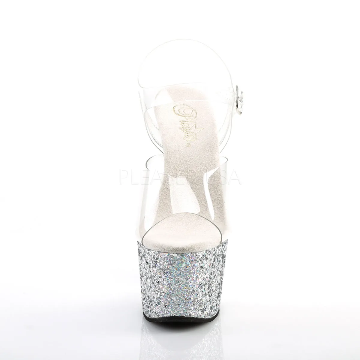 7 Inch Heel ADORE-708LG Silver Glitter