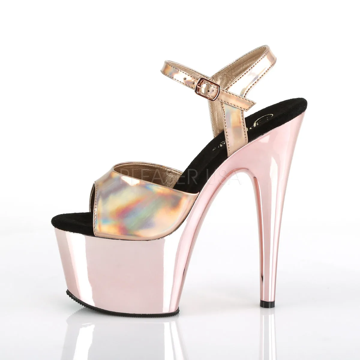 7 Inch Heel ADORE-709HGCH Rose Gold Hologram