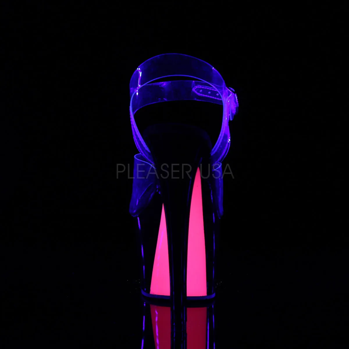 7 Inch Heel SKY-308TT Clear Black Neon Pink