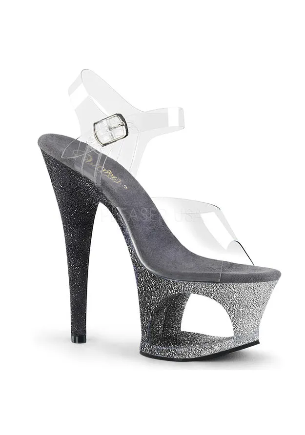 7" Heel, 2 3/4" Cut-Out PF Ankle Strap Sandal
