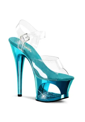 7" Heel, 2 3/4" Cut-Out PF Ankle Strap Sandal