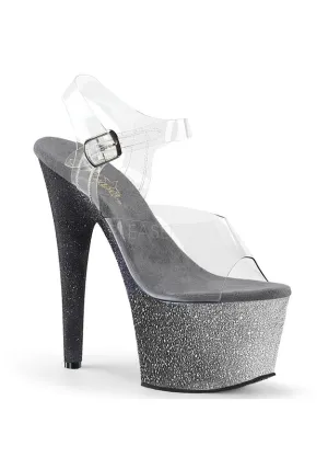 7" Heel, 2 3/4" Ombre Glittered PF Ankle Strap Sandal