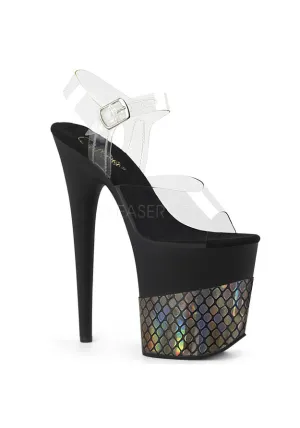 8" Heel, 4" PF Ankle Strap Sandal w/ Fish Skin Design