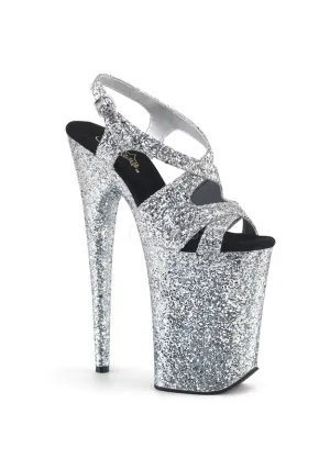 9" Heel, 5 1/4" PF Glitter Criss-Cross Sandal