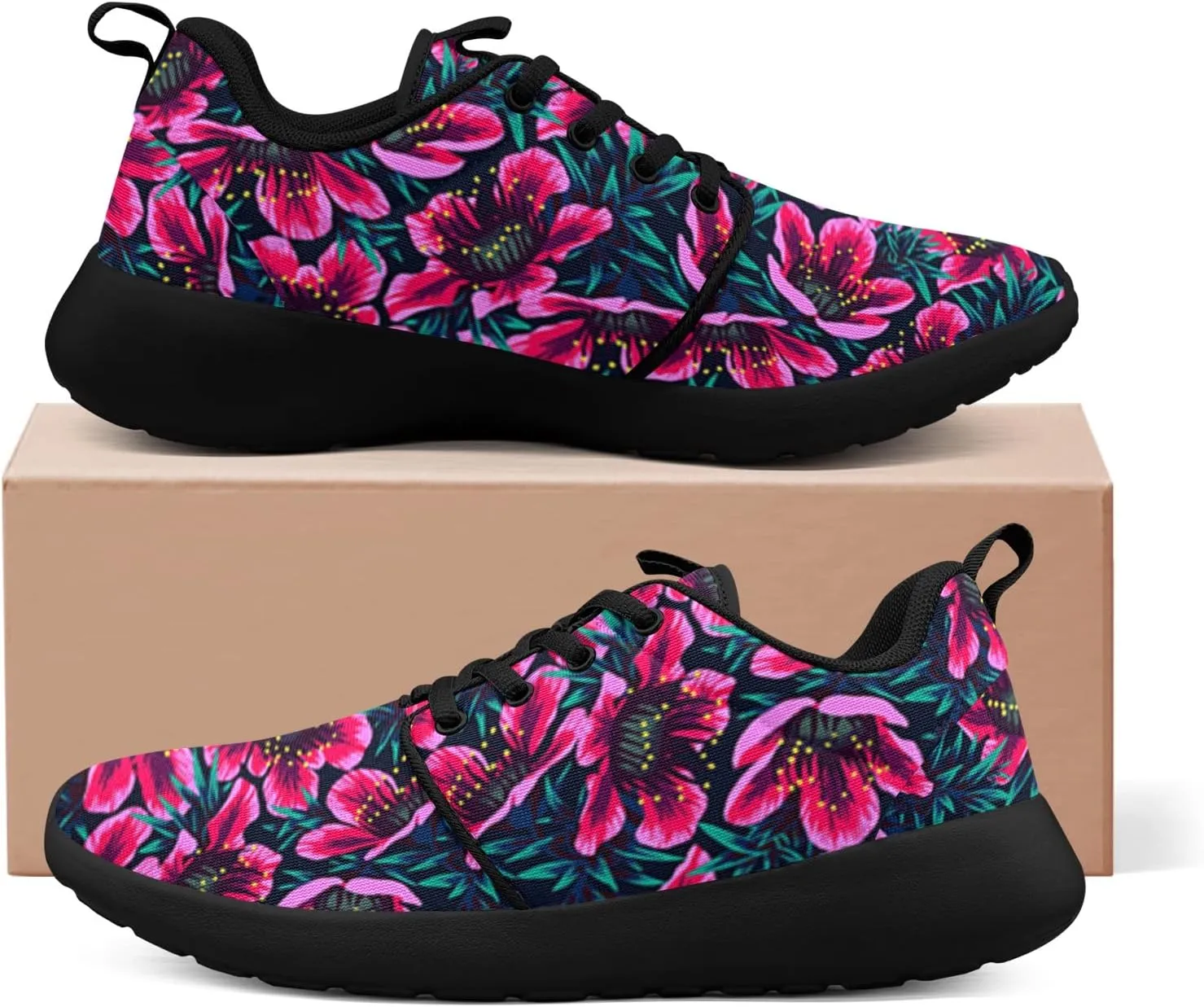 Abstract Floral Shoes for Women Walking Running Athletic Lightweight Shoes Comfortable Tennis Sports Sneaker Gifts