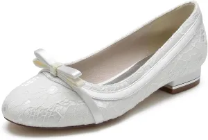 ADMLZQQ Women's Flats Round Toe Slip on Ribbon Bow Walking Ballet Flat Shoes