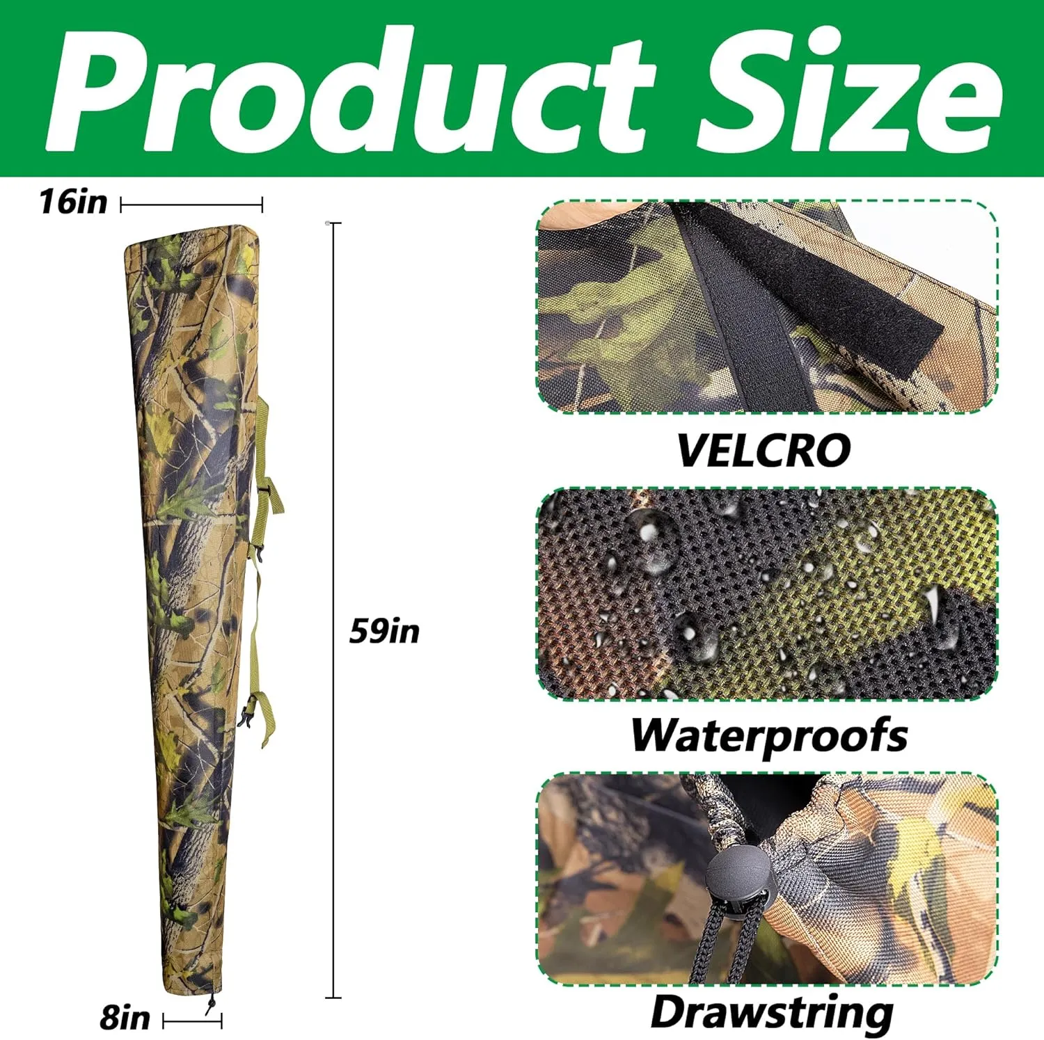Adnee Adjustable Camo Feeders-100 lb Tree Hugger Gravity Deer Feeder with Adjustable Strap-Waterproof Feeder Bag for Hunting