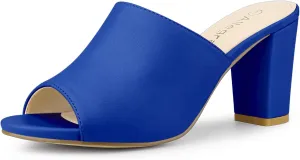Allegra K Women's Slip on Block Heel Slide Sandals