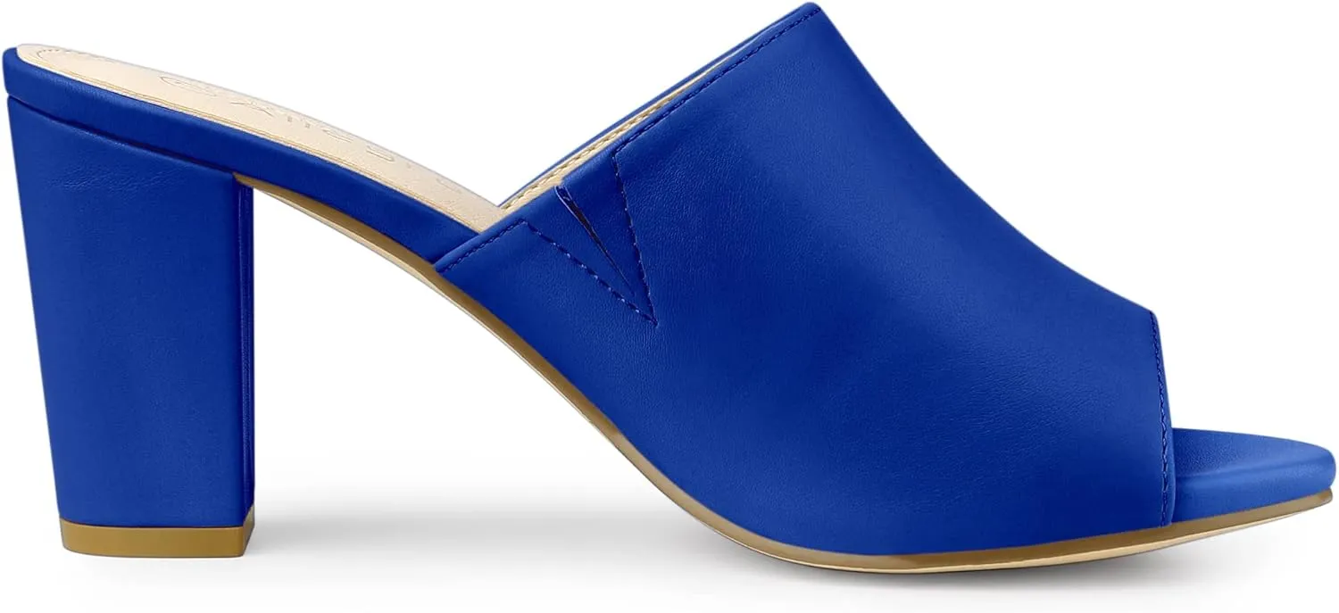 Allegra K Women's Slip on Block Heel Slide Sandals