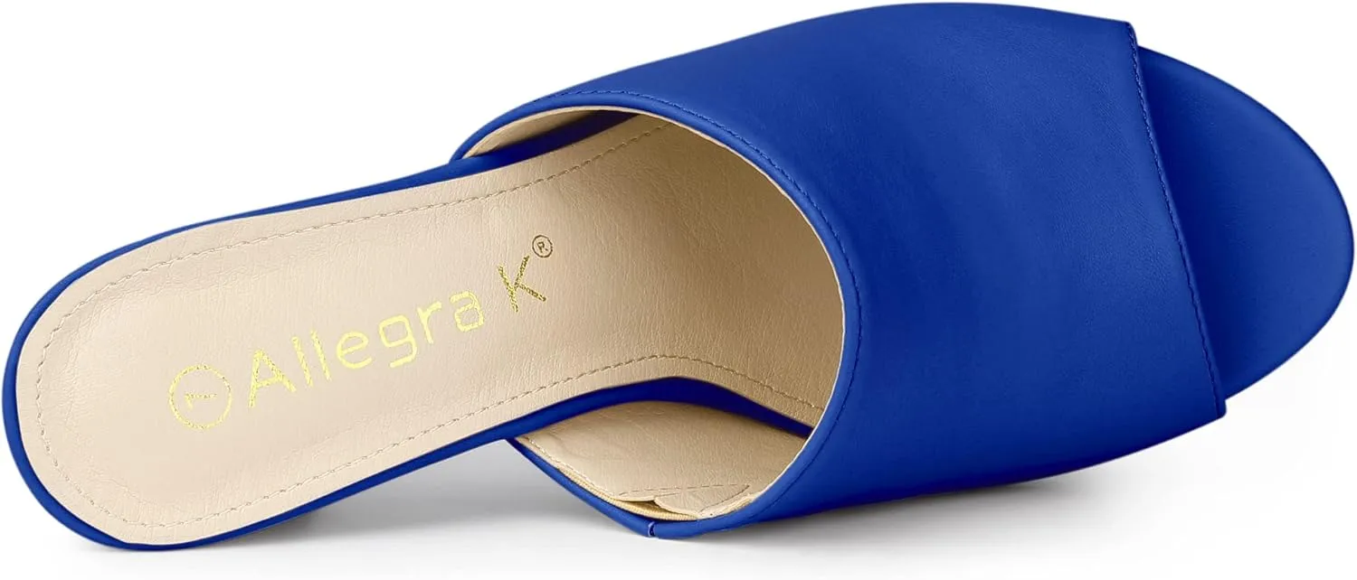Allegra K Women's Slip on Block Heel Slide Sandals
