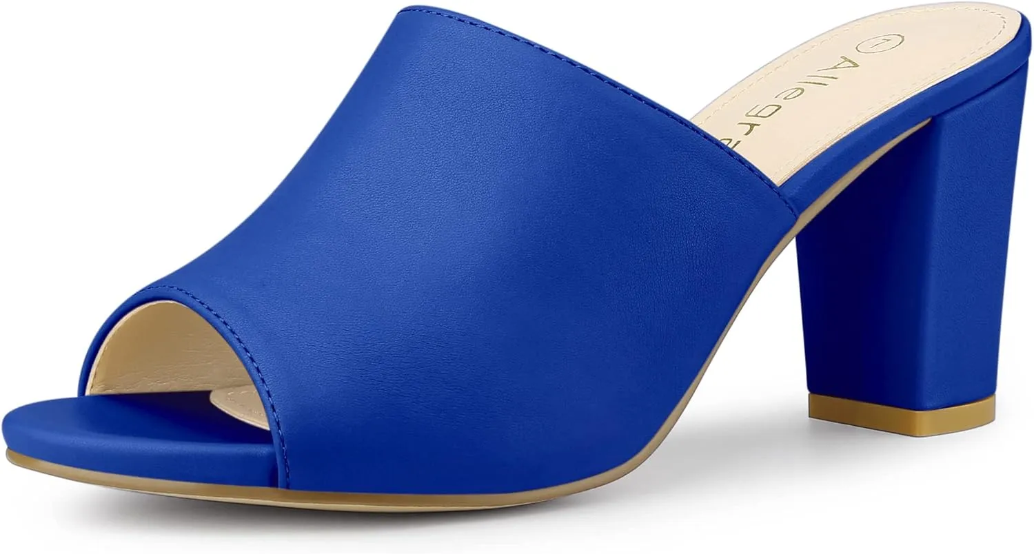 Allegra K Women's Slip on Block Heel Slide Sandals