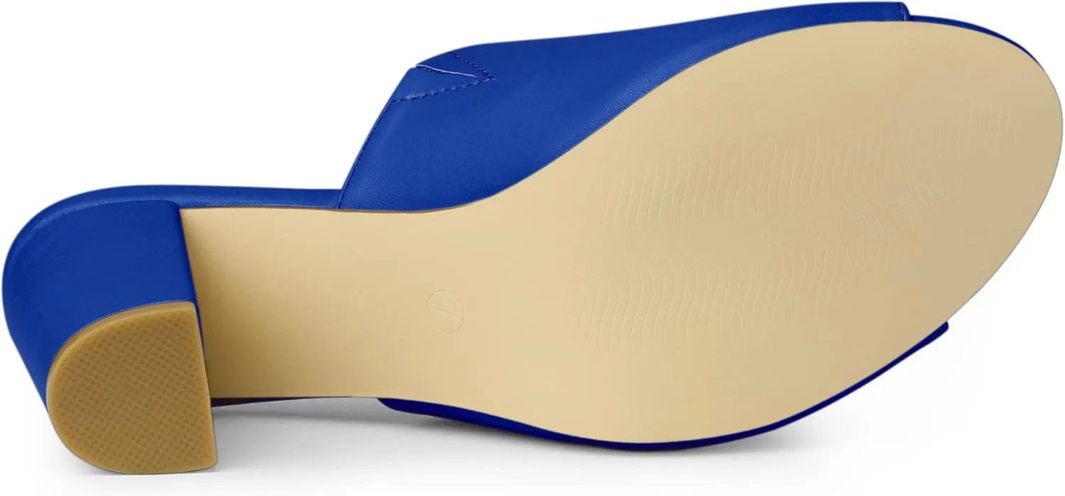 Allegra K Women's Slip on Block Heel Slide Sandals