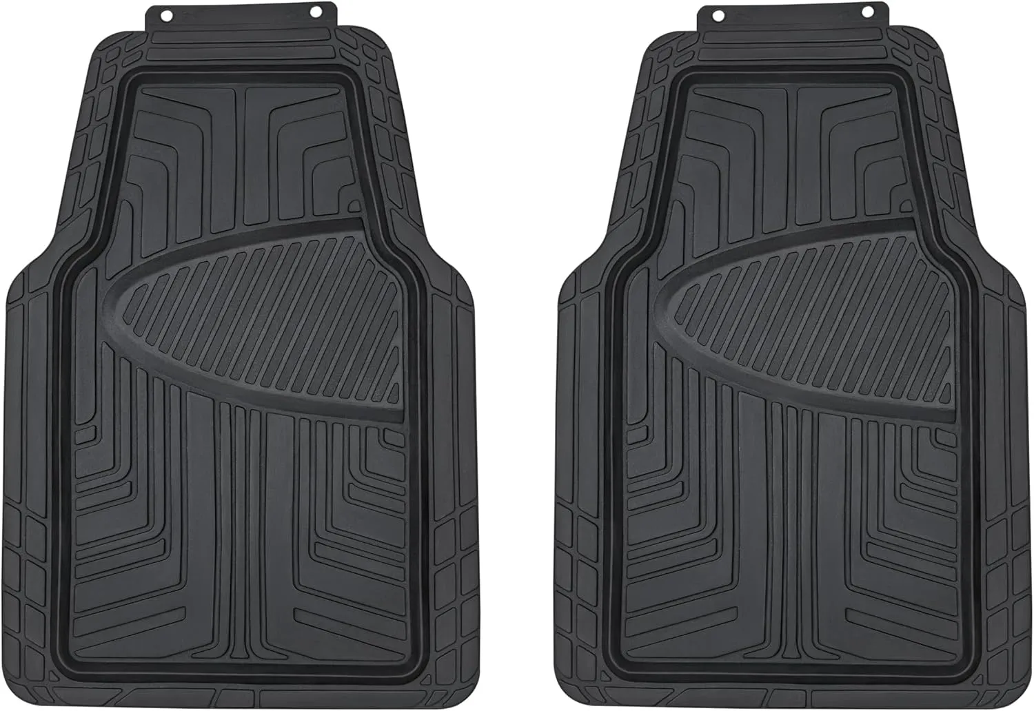 Amazon Basics 4-Piece Premium Rubber Floor Mat for Cars, SUVs and Trucks, All Weather Protection, Universal Trim to Fit, Black