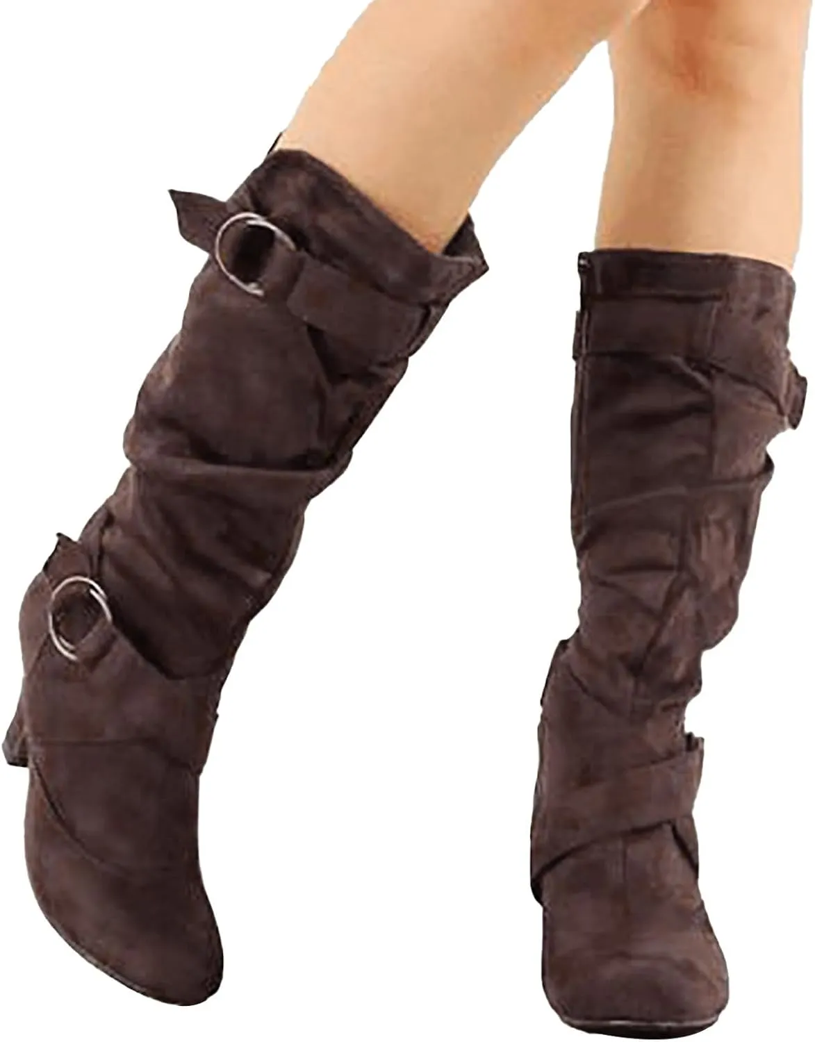 AMDBEL Wide Calf Boots for Women High Heel Womens Fall Boots 2024 Winter Slip On Pointed Toe Boots Fashion Booties Shoes