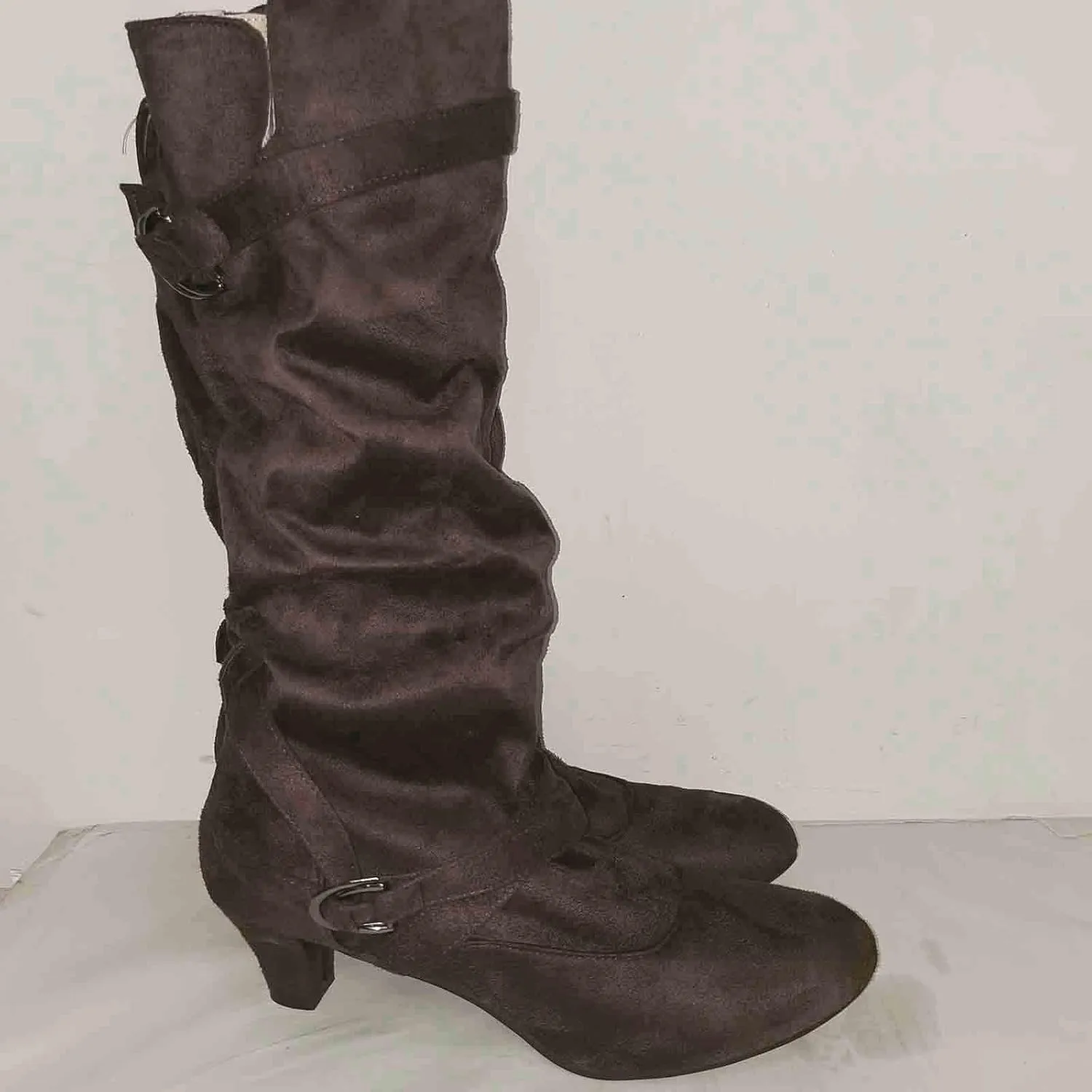 AMDBEL Wide Calf Boots for Women High Heel Womens Fall Boots 2024 Winter Slip On Pointed Toe Boots Fashion Booties Shoes