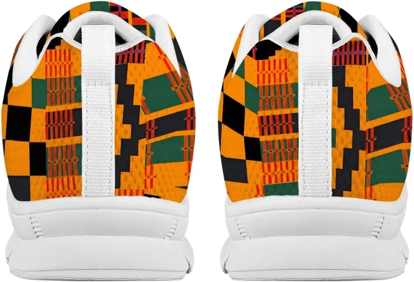 AmzPrint American Aztect Kente Ethnic Graphic Tribal Print White Sole African Shoes for Women Men Fashion Casual Sneaker