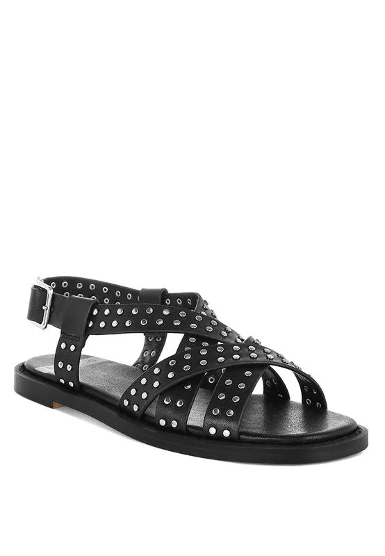 Anemone Studded Flat Gladiator Sandals