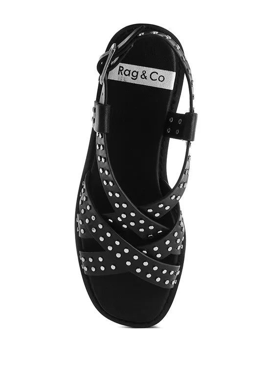 Anemone Studded Flat Gladiator Sandals