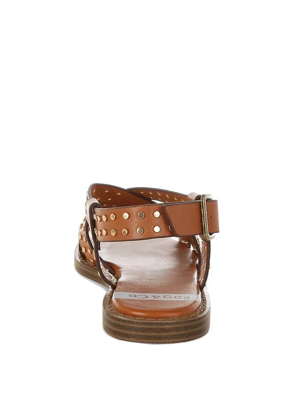 Anemone Studded Flat Gladiator Sandals