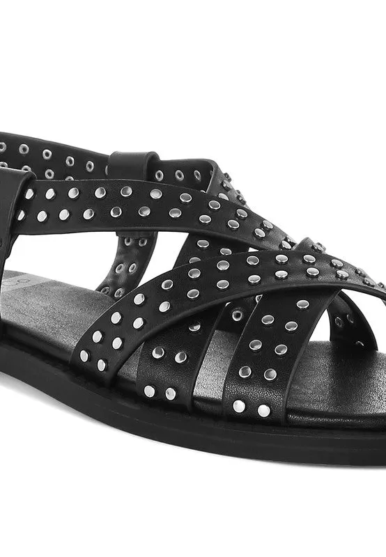 Anemone Studded Flat Gladiator Sandals
