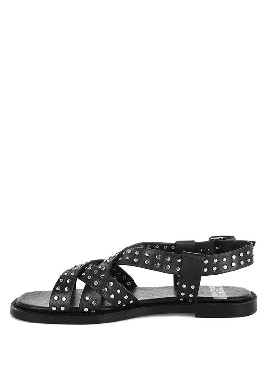 Anemone Studded Flat Gladiator Sandals