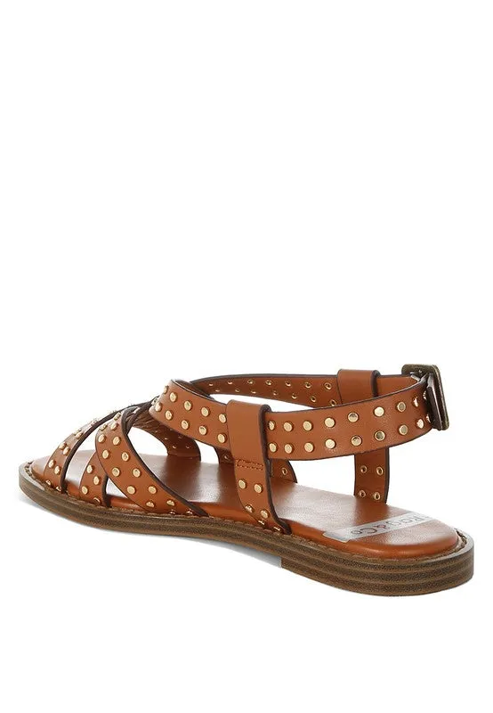 Anemone Studded Flat Gladiator Sandals