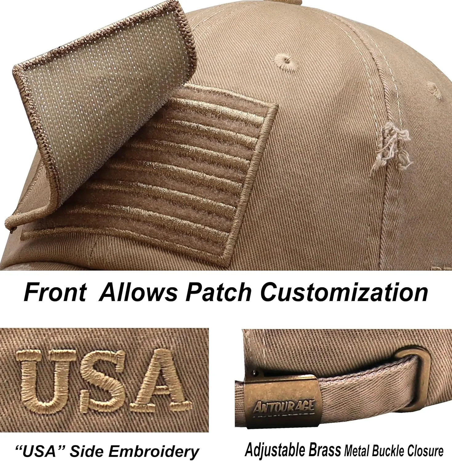 Antourage American Flag Unisex Baseball Hat for Men and Women | USA Flag Mesh Snapback Flat Visor Cap   2 Patriotic Patches