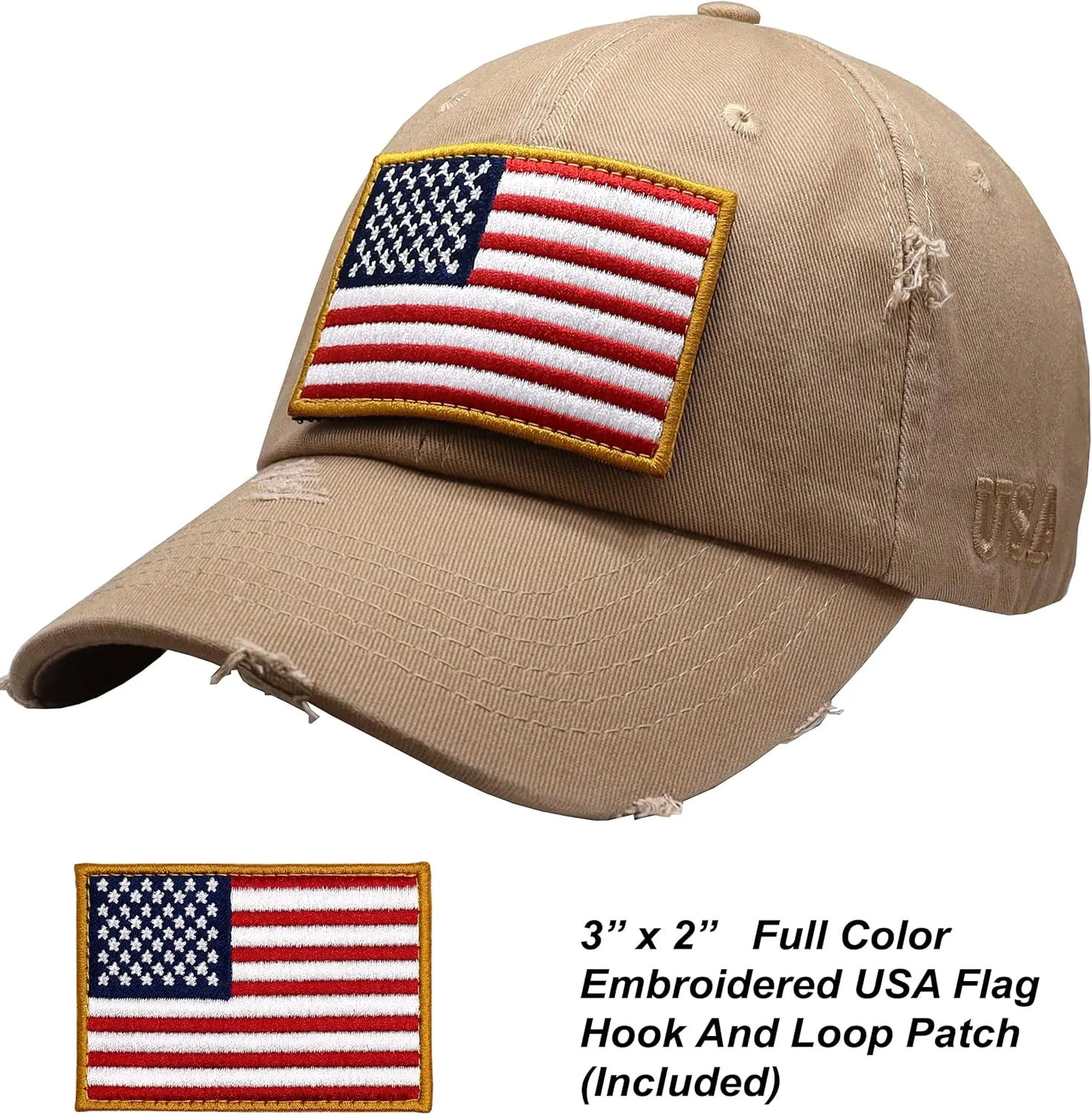 Antourage American Flag Unisex Baseball Hat for Men and Women | USA Flag Mesh Snapback Flat Visor Cap   2 Patriotic Patches