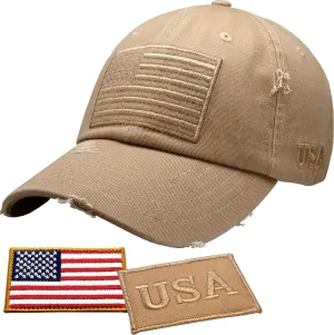 Antourage American Flag Unisex Baseball Hat for Men and Women | USA Flag Mesh Snapback Flat Visor Cap   2 Patriotic Patches