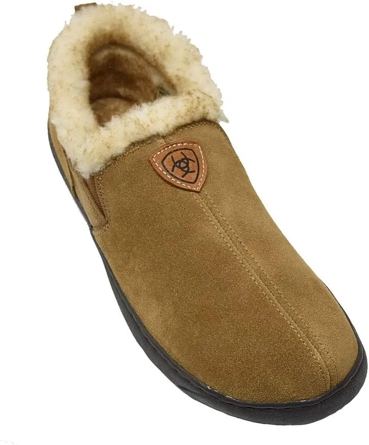 ARIAT Men's Genuine Suede Indoor & Outdoor Rubber Outsole Cosy Slip-On Slippers, Hashbrown