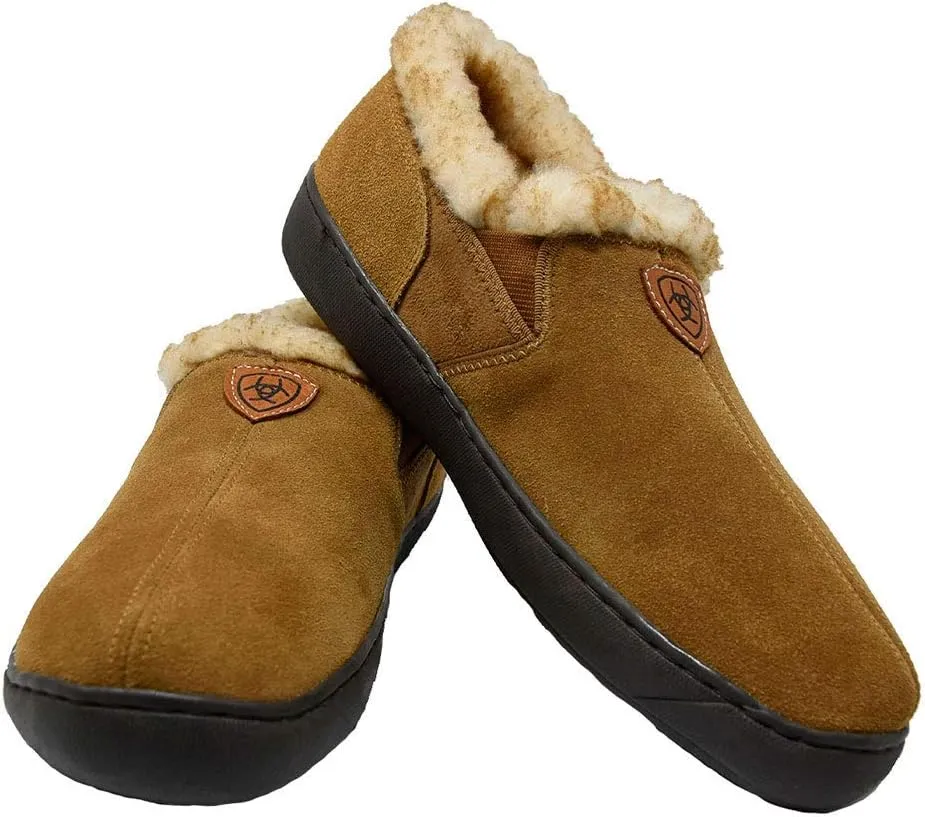 ARIAT Men's Genuine Suede Indoor & Outdoor Rubber Outsole Cosy Slip-On Slippers, Hashbrown