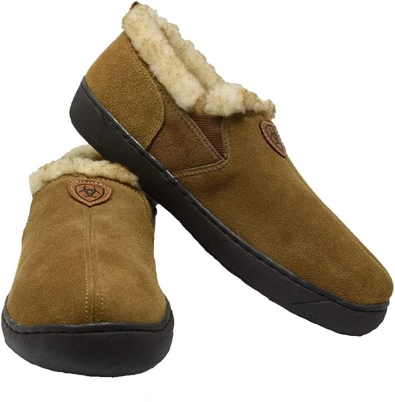 ARIAT Men's Genuine Suede Indoor & Outdoor Rubber Outsole Cosy Slip-On Slippers, Hashbrown
