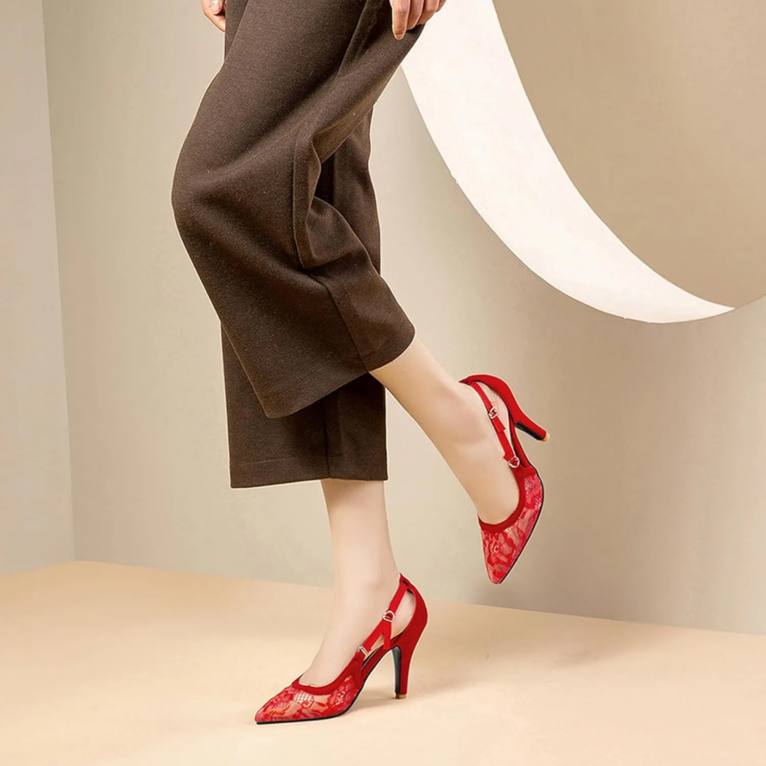 Asterisco Women Stiletto Pumps Embroidered High Heels Pointed Toe Slip On Elegant Mesh Shoes, Size 1-15.5