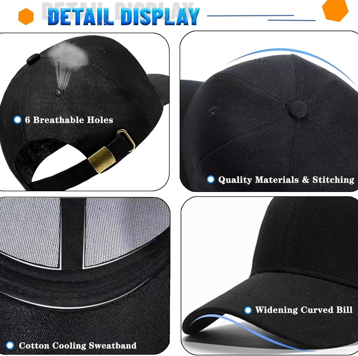 Baseball Cap Snapback Hats for Men Black Baseball Hat Cotton Trucker Dad Hat for Men