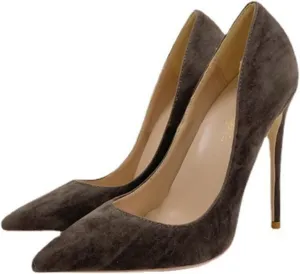 bbruriy Women's Classic & Sexy Pointed Toe Slip on Pumps with 4.7" Stiletto High Heels Suede Lady Casual Wedding Dress Party Prom Shoes
