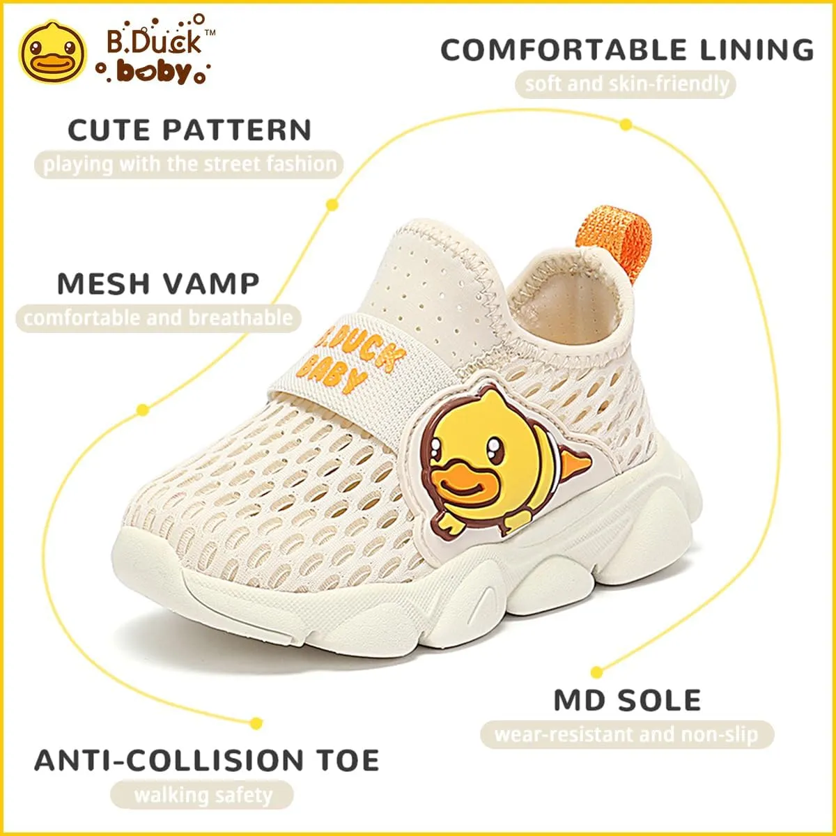 B.Duck Toddler Boys Girls Sneakers Kids Slip on Walking Tennis Shoes Lightweight