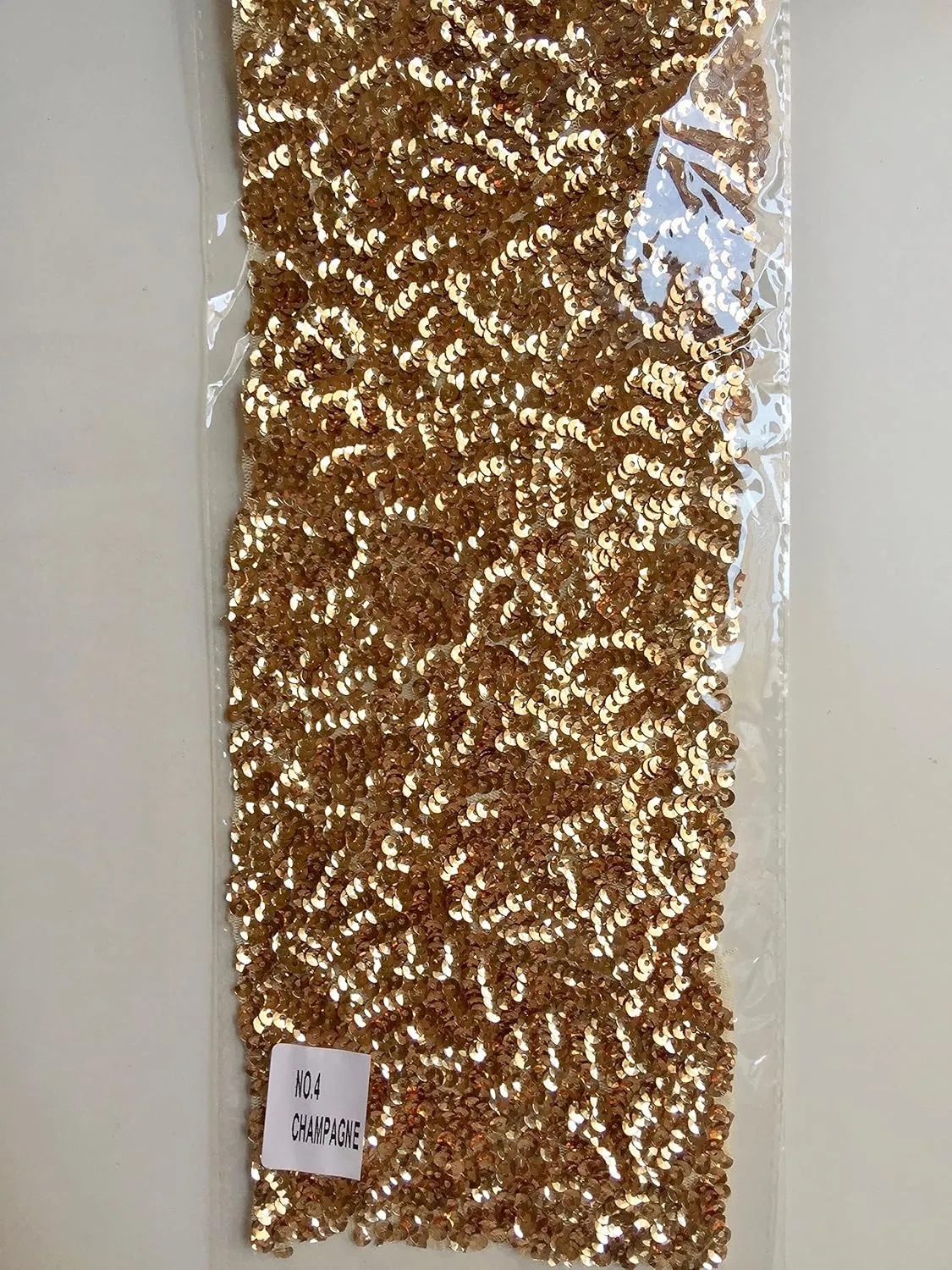Bianca Champagne Allover Sequins on Mesh Fabric by The Yard - 10104