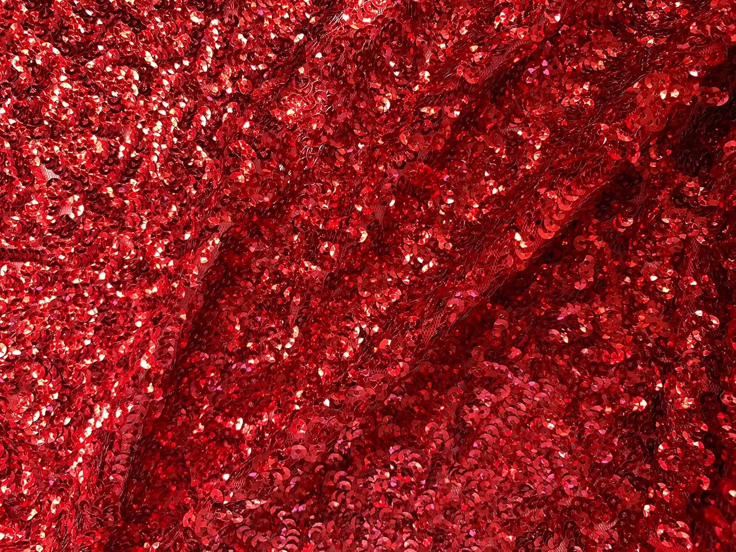 Bianca RED Allover Sequins on Mesh Fabric by The Yard - 10104