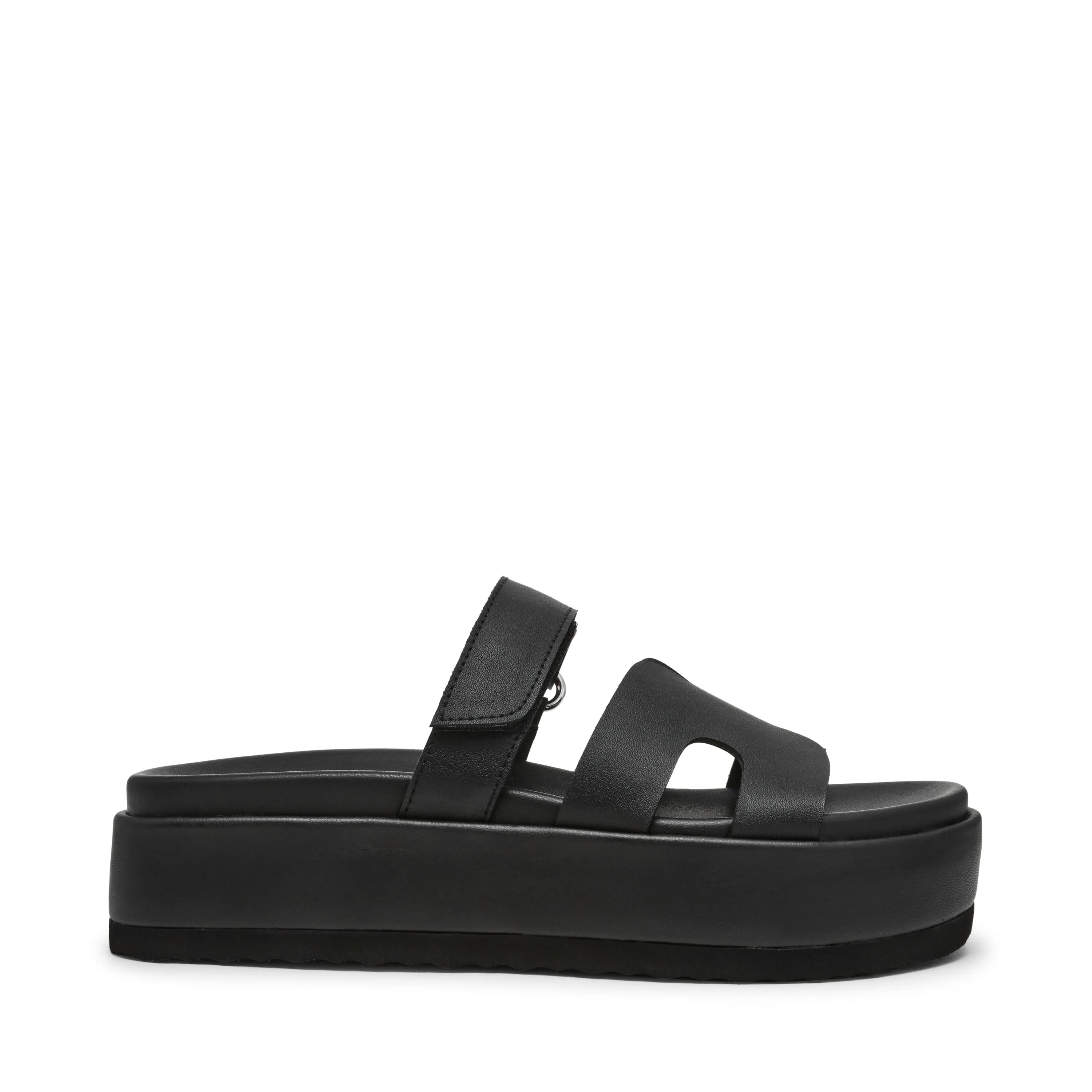 BIGMISSILE BLACK ACTION LEATHER SANDALS